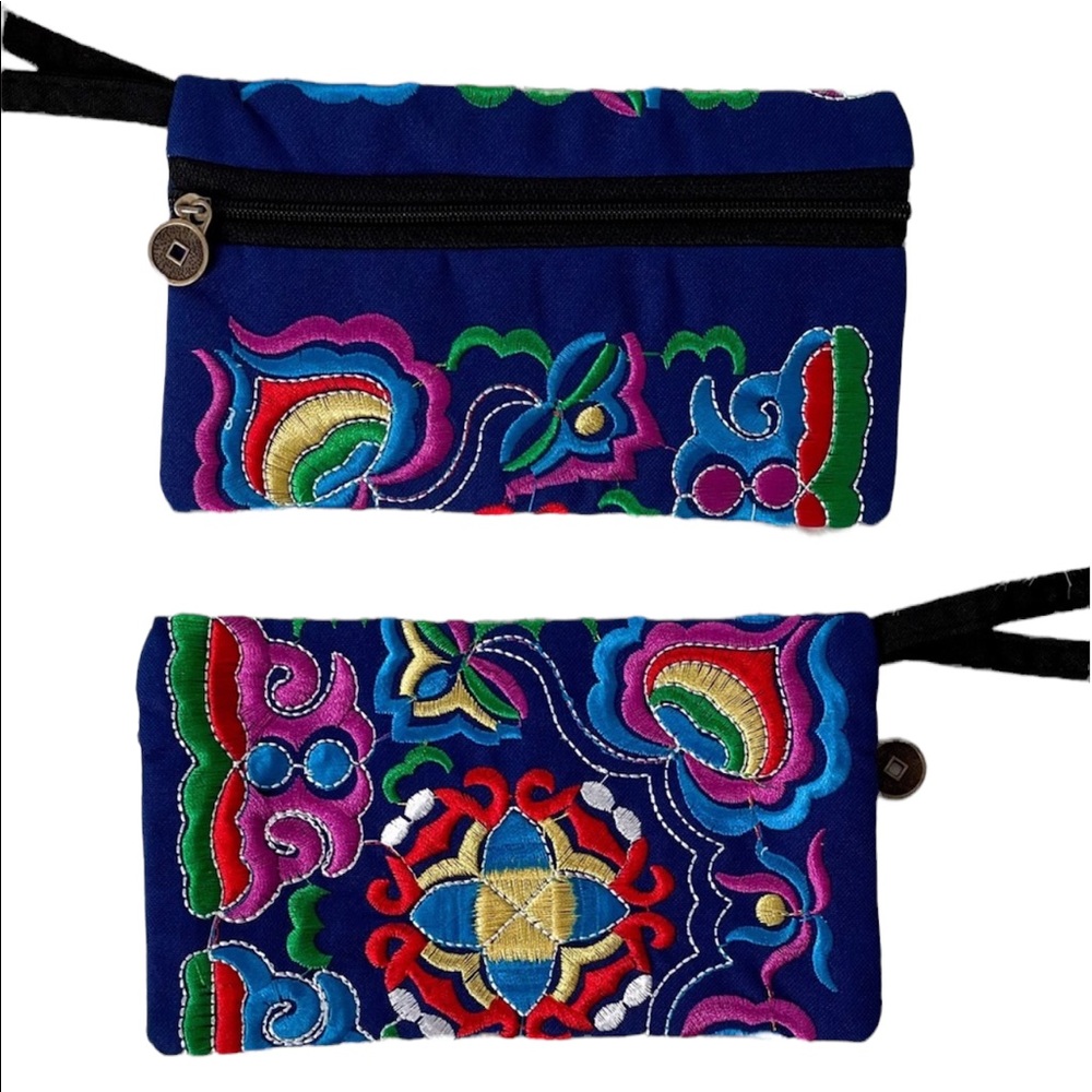 Boho Style Embroidered Wristlet Clutch